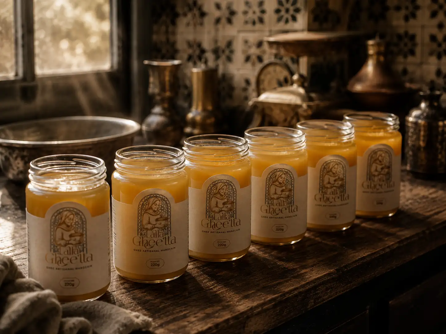 Pots de ghee Lalla Ghee'tta en refroidissement