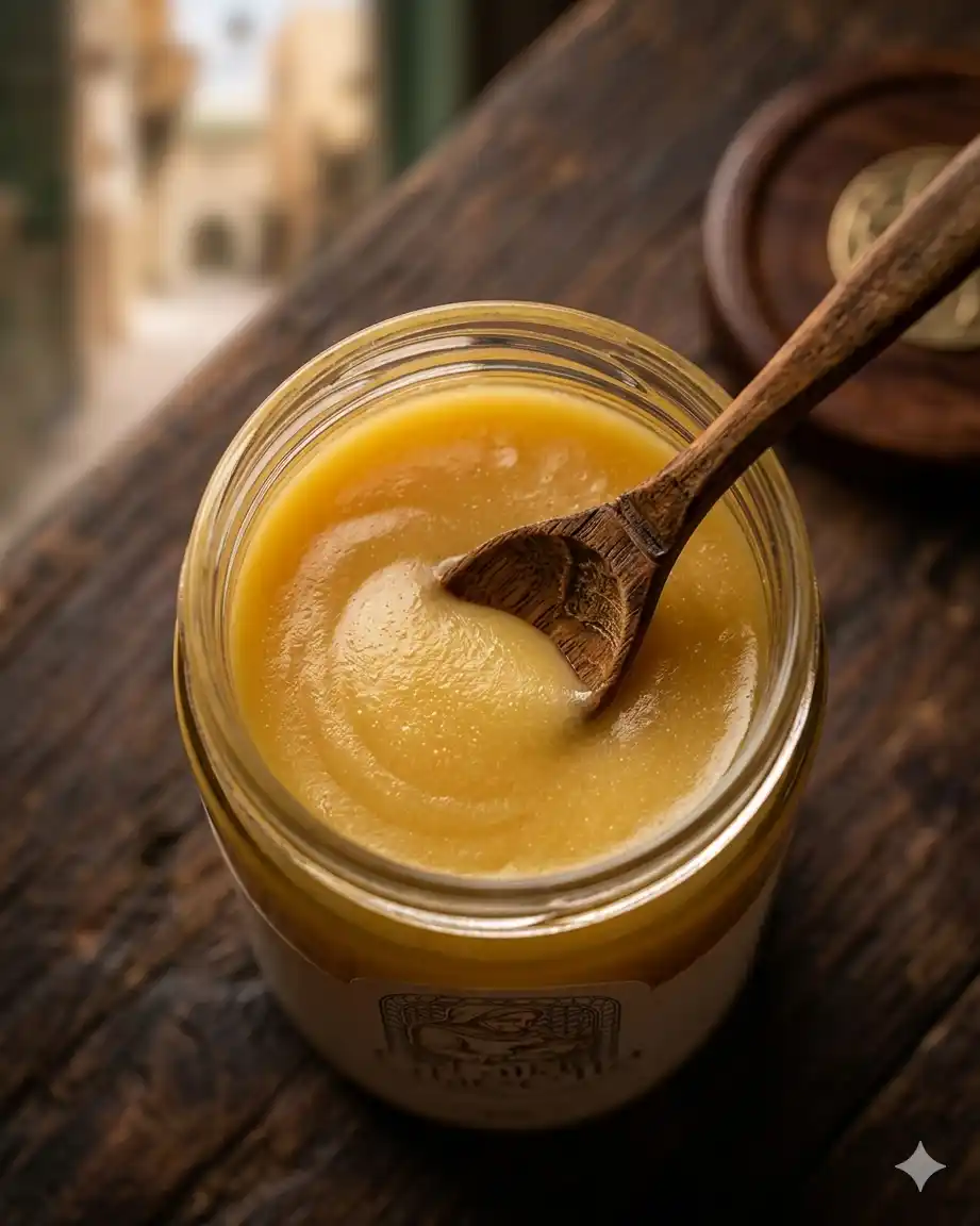 Texture du ghee artisanal Lalla Ghee'tta, pot ouvert